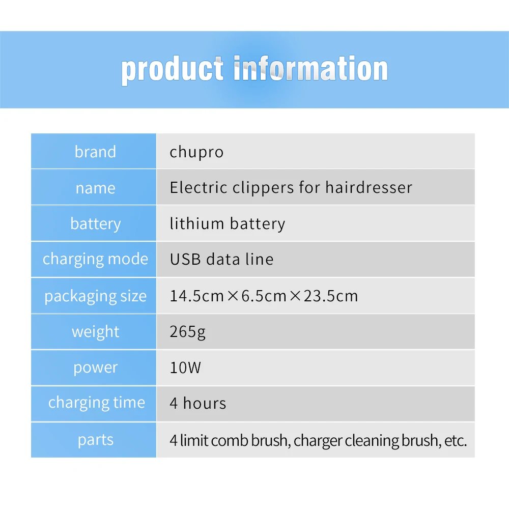 Professional USB Charge Hair Clipper Rechargeable Hair Trimmer Hair Cutting Machine To Haircut Beard Trimmer Men Styling Tools