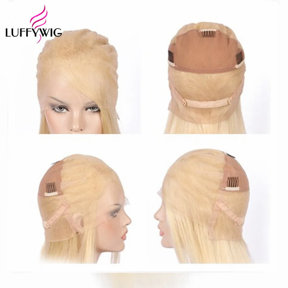 LUFFYHAIR Remy бразильские предварительно сорванные 613 блонд полный кружева человеческих волос парики прямые#613 с волосами младенца для женщин
