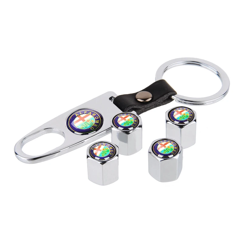 Buy Car Styling Tire Valve Caps With Leather Keychain For Alfa Romeo Mito 147
