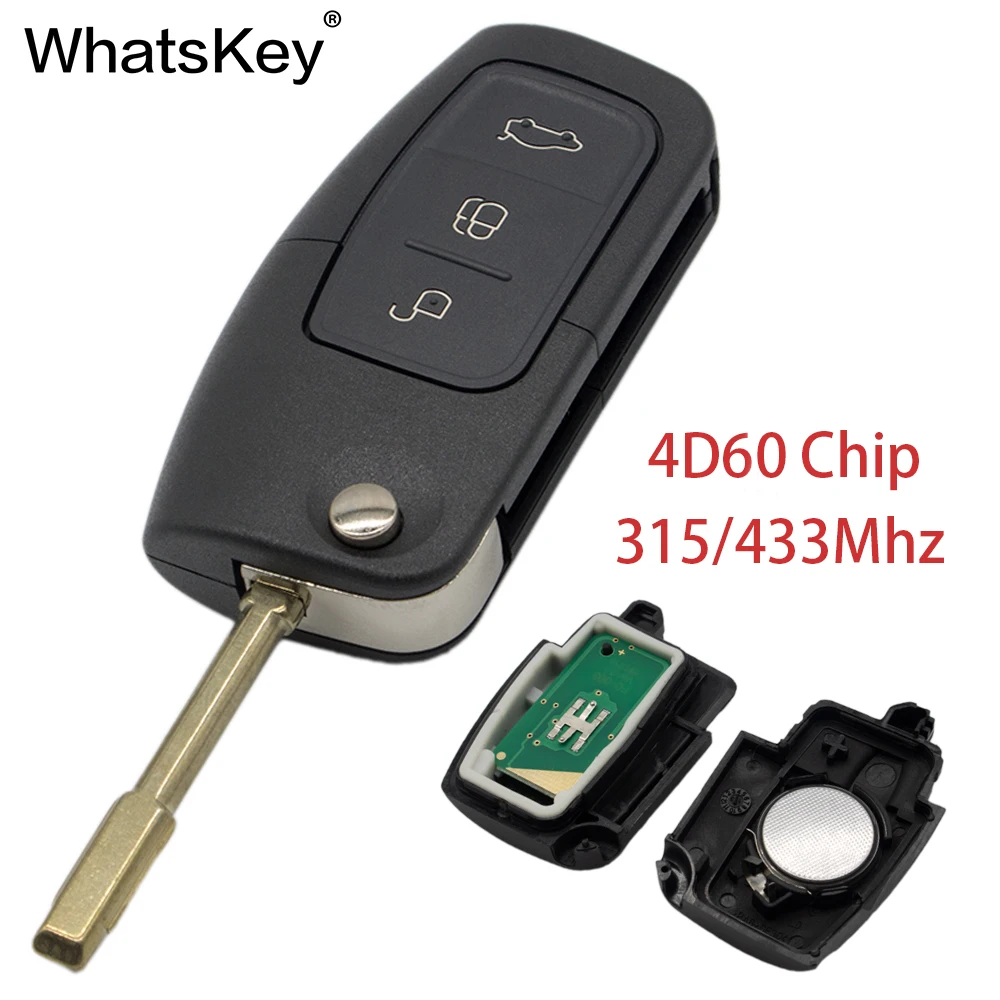 3 Buttons Flip Car Remote Key Fob 433mhz 4D60 chip For Ford Focus Fiesta Mondeo