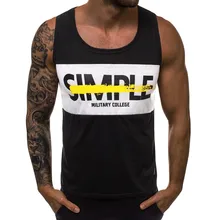 Мужская Летняя Повседневная модная эластичная майка без рукавов с принтом алфавита