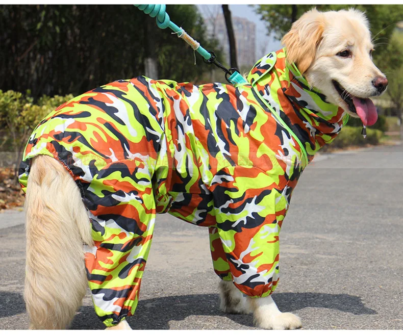 Large Hooded Dog Raincoat Jacket Big Pet Poncho Dog Rain Clothes Waterproof Clothing for Dogs Golden retriever Labrador WLYANG