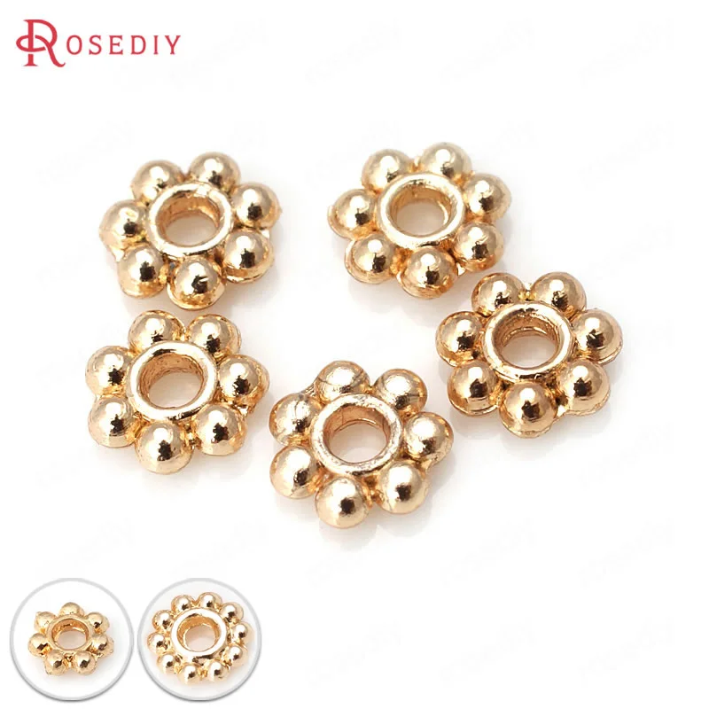 

20PCS 6MM 24K Real Gold Plated Brass Flower Spacer Beads High Quality Diy Jewelry Findings Accessories Wholesale