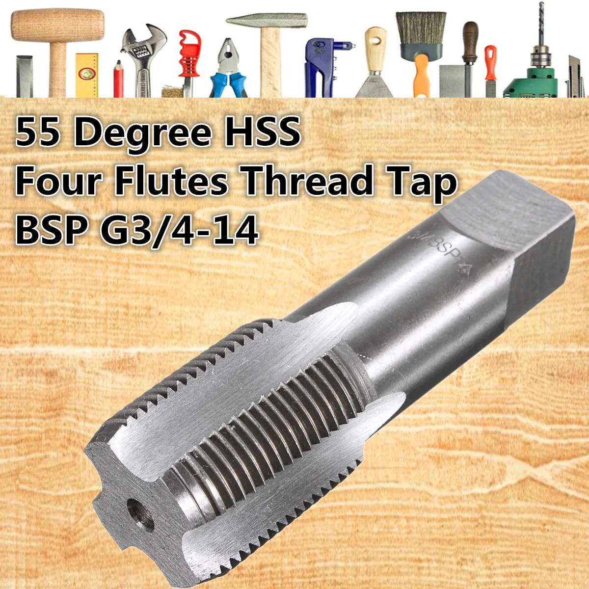 

BSP 55 Degree HSS Pipe Four Flutes Piping Thread Tap G3/4-14Pipe Tap for Hand Tools 26 x 2.2mm