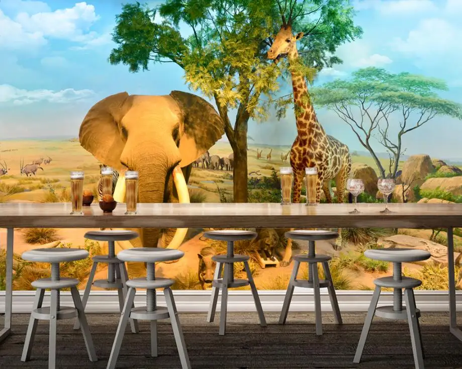 Us 11 31 61 Off Customize 3d Stereoscopic Wallpaper Elephant Giraffe Wallpaper For Kids Room Bedroom Walls Background Wall Paper Mural 3d In