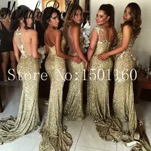 modabelle 5 Styles Mermaid Gold Bridesmaid Dresses High Slit Floor Length Wedding Guest Dress Sequins Robe Demoiselle D'honneur