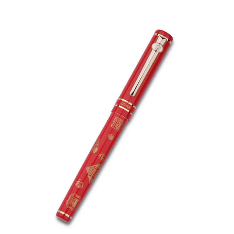 

High-end Gift Stationery Golden Clip Rollerball Pen Duke M06 Chinese FU Red Gift Pens with an Original Gift Box 0.5mm Black Ink