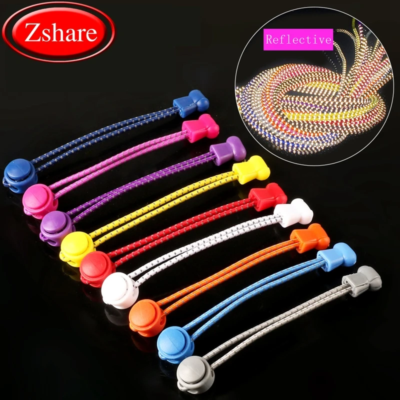

Elastic Shoelaces Reflective Round Shoe laces No Tie Kids Adult Safety Stretching Lock Shoe lace Sneakers Quick Lazy laces