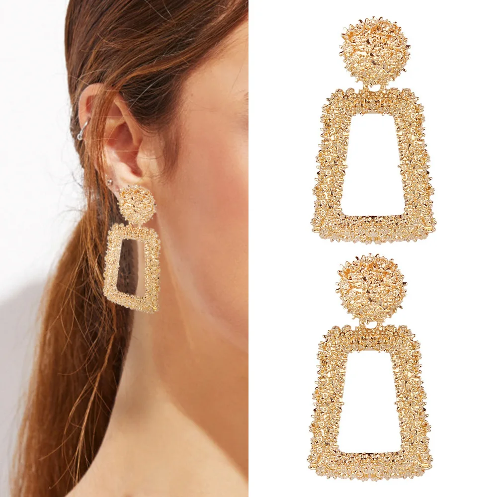 2019 new Vintage Earrings for women gold color Geometric statement earring metal earing Hanging jewelry Boucle d'oreille Brincos