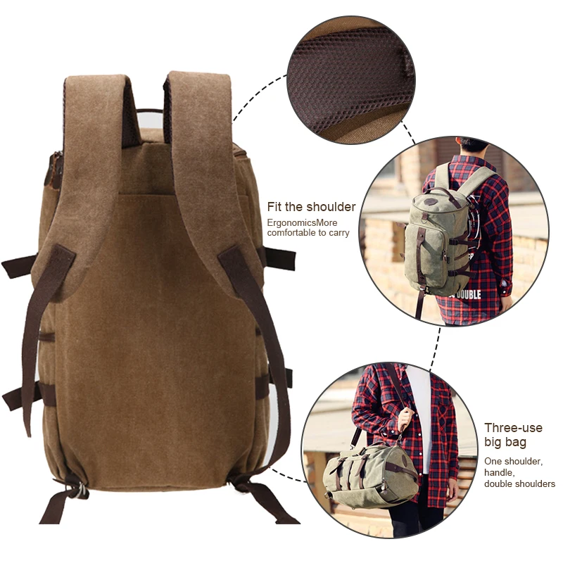 Винтажный холщовый мужской Школьный рюкзак, 15,6 дюймов, рюкзак для ноутбука, модные студенческие рюкзаки, уличный дорожный рюкзак, мужские сумки
