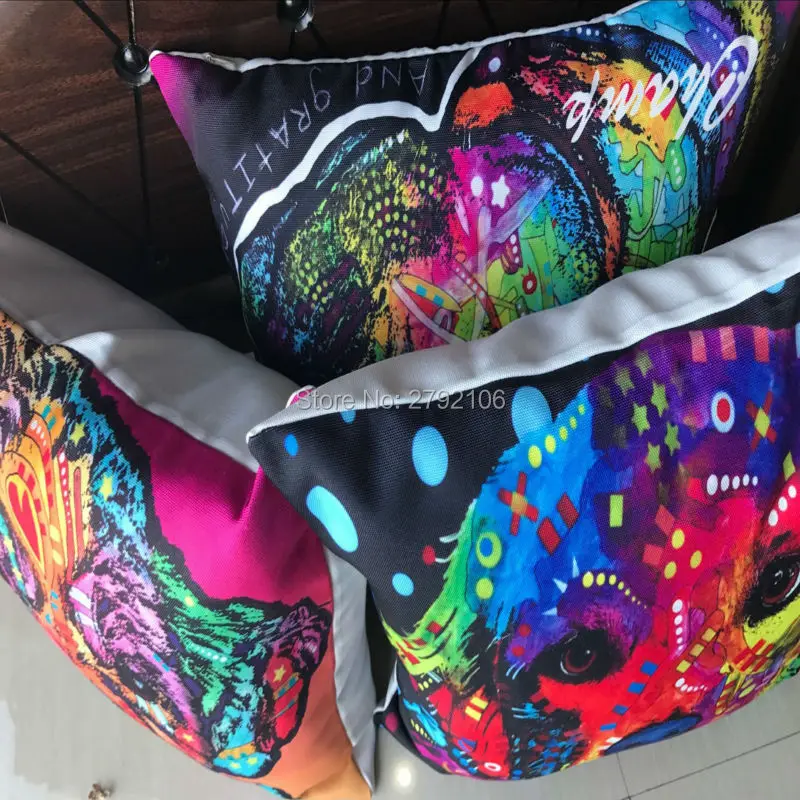 Pillow Covers Colorful Dog Cushion Cover Custom Animal Throw Pillow Printed Pattern Decorative Home Decor