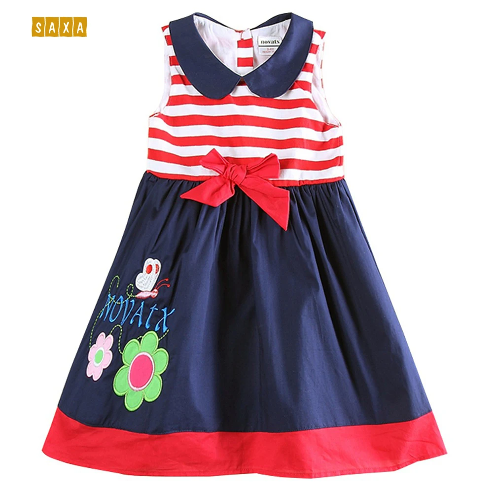 

Baby girl dress Children's cotton clothes Sweet Fashion Striped Flowers Girls Sleeveless Dress summer kids dresses for girls
