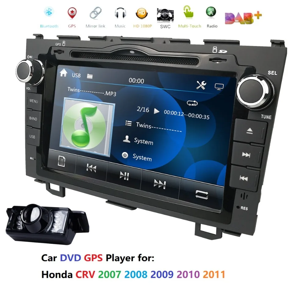 Top Hizpo HD Screen Car DVD Radio GPS Multimedia Player for Honda CRV CR-V 2007 to 2011 with MUSIC BLUETOOTH Mirror link SWC 2DIN 3