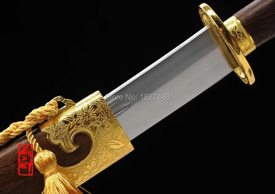 AUTHENTIC Chinese Qing Dynasty Emperor Guard Broadsword Sword Full Tang Manganese Steel Blade/Pear Wood Saya