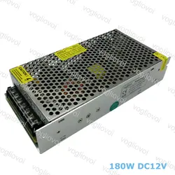 Vogliovoi светодиодный трансформатор 180 W DC12V 15A Алюминий серебристый светодиодный драйвер Мощность адаптер для RGB 5050 светодиодный модули полосы