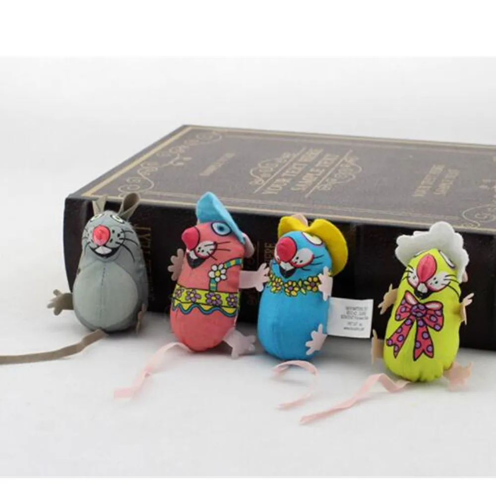 

2PCS Hateli Cat Toy Shearing Mouse American Fatcat Pet Toy 4 Colors Random
