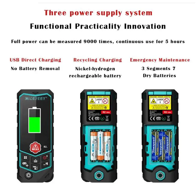Mileseey R2 ручной голосовой перезаряжаемый цифровой инфракрасный лазерный дальномер