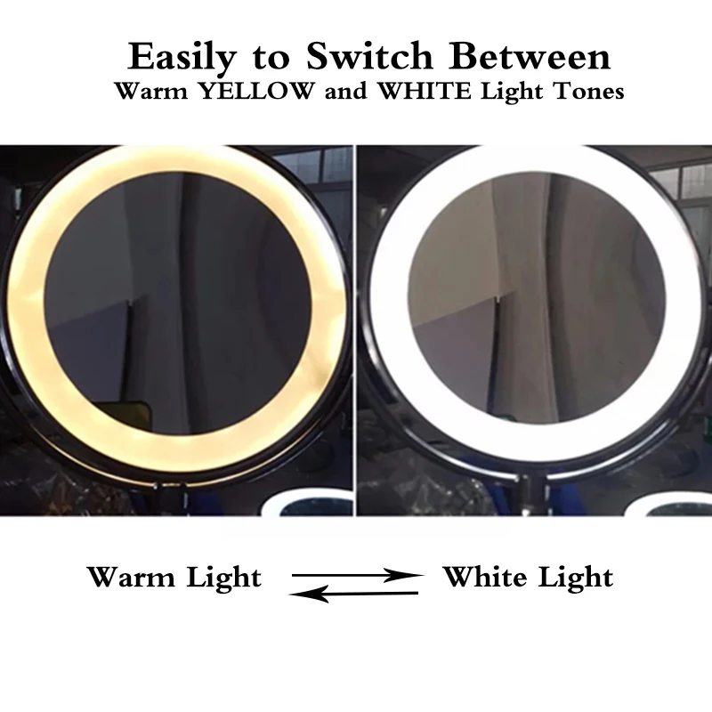  Double-Sided Lighted Makeup Mirror 8 Inch Desktop Cosmetic Mirror with LED Lights 1x/3x magnificati - 33031319567