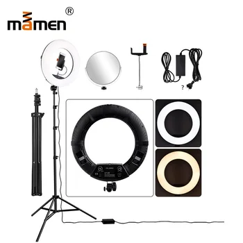 

Mamen Wireless Remote Control Ring Light Dimmable Lamp With Tripod Camera Photography Lighting 480pcs Chips 3300Lux