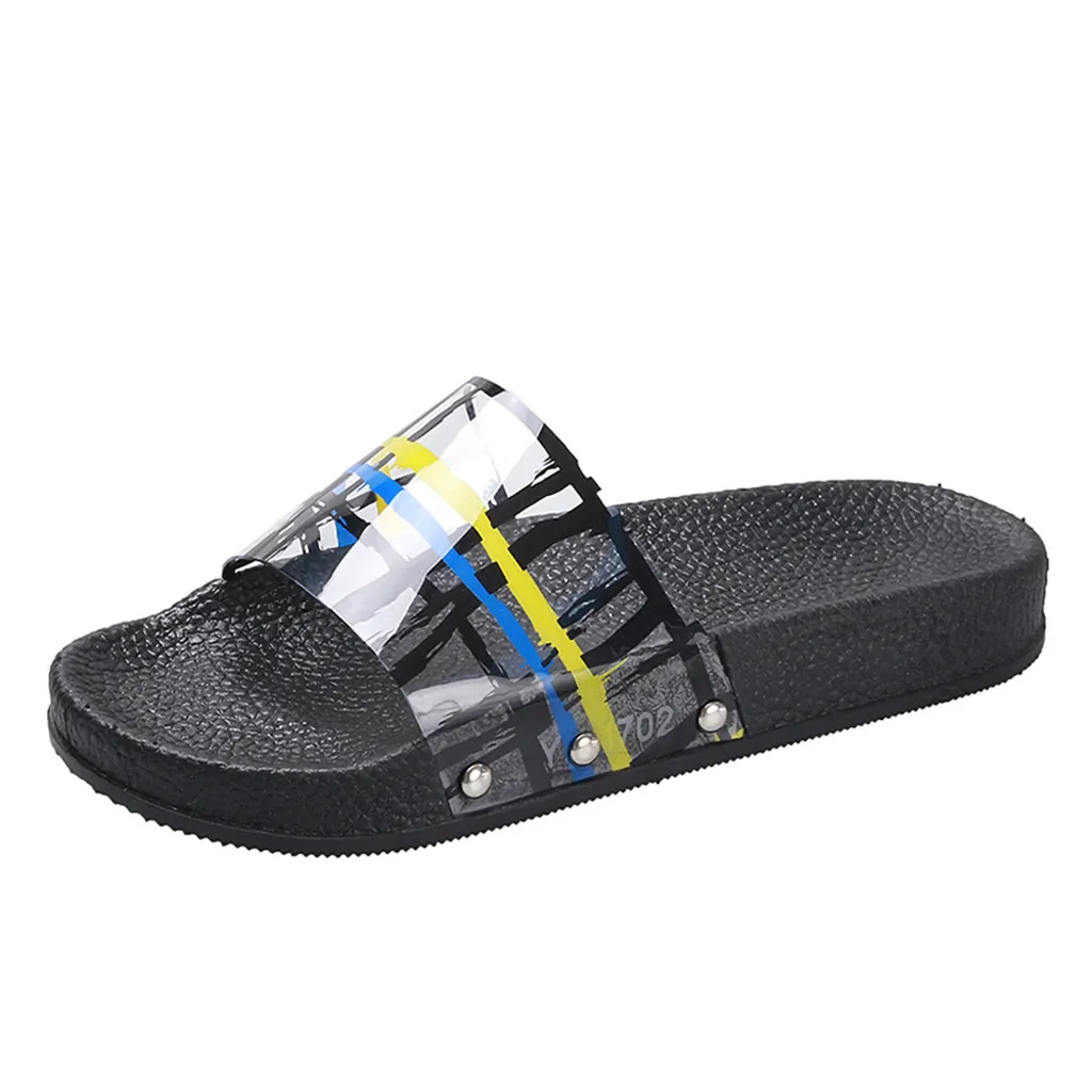 

Women Summer Home Slippers Fashion Flat Beach Shoe Bathing Slippers Indoor Shoe Mixed Color Round Toe slipper shoe outside Mar 8