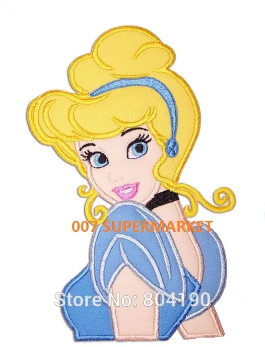 

7" PRINCESS Cinderella Glamour Shot Girls Film TV MOVIE Classic Lovely Cute Cartoon Embroideried Patch Logo Badge LARGE