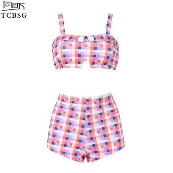 

TCBSG Bikinis Women Swimsuit Female Swimwear Sexy New Arrival Brazilian Plaid Bikini Set Bathing Suit Swimming Wear Biquini