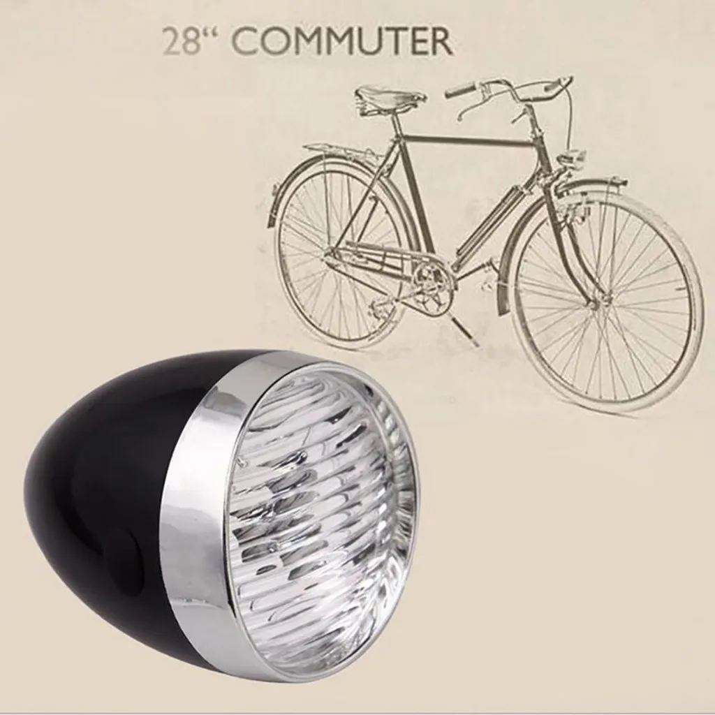 Top Classic LED Vintage Bike Headlight Bicycle Retro Head Light Front Fog Lamp Waterproof design 3 white LED bright LED 7