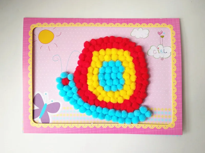 Happyxuan 5 шт. DIY креативные наклейки с помпонами Мультяшные игрушки для детского сада детские искусство и ремесла