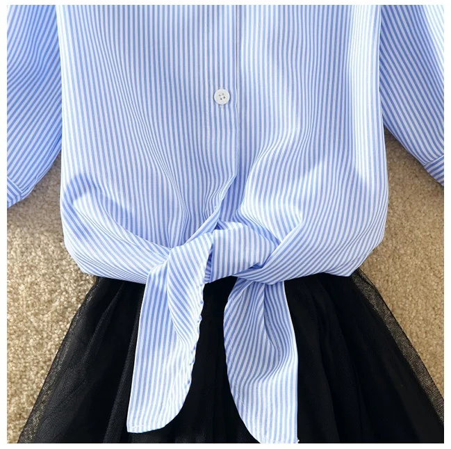 Shirt And Sling Tutu Dress Suit Women 2018 Summer Cute 2 Piece Dress Blue Pink Shirt And White Veil Dresses Plus Size 3XL 4XL (24)