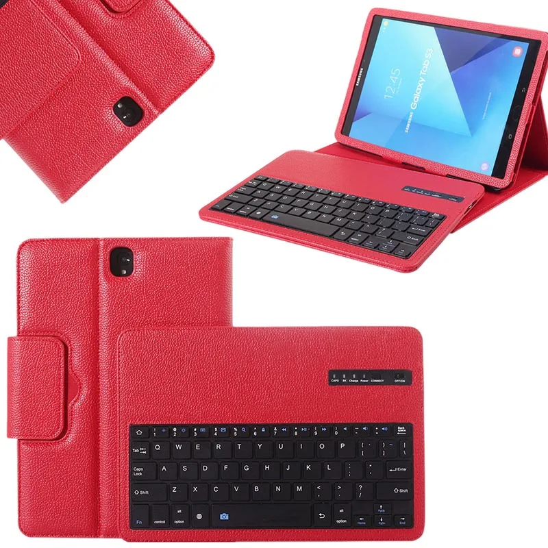 

New 2in1 Detachable Wireless keyboard [QWERTY] w/ Folio Leather Stand Cover for Samsung Galaxy Tab S3 9.7-Inch (SM-T820 / T825)