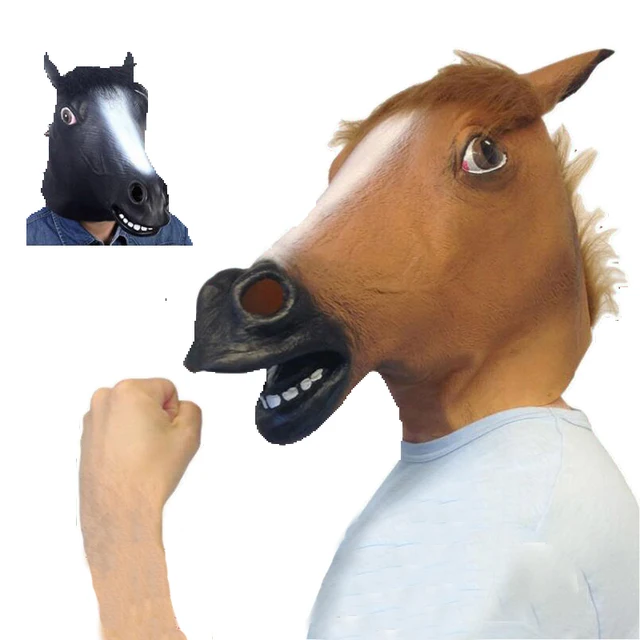 Horse Head Cover Mask Halloween Costume Cosplay Rubber Man made Lovely