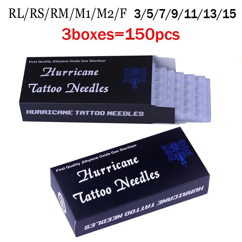 

#12 RL/RS/RM/M1/M2 Tattoo Needles 150pcs/set Professional Tattoo Needle Disposable Sterilze Tatoo Needles Size of 3/5/7/9/11/13