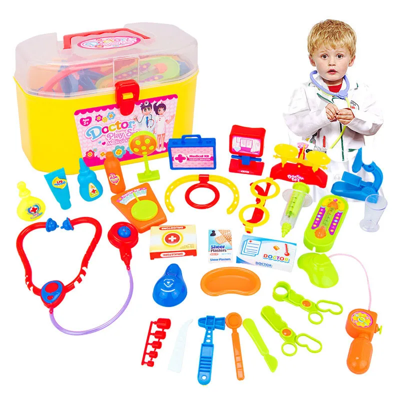 Новое поступление Детские претендует игрушки для девочки, доктор игрушки доктор инструменты игрушки для детей игрушки подарки GW05 - Цвет: Цвет: желтый