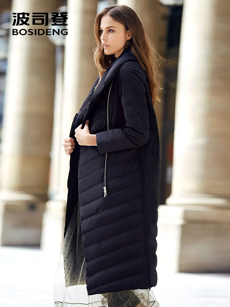 

BOSIDENG White Goose New Long Straight X-Long Lapel thicken down Jacket Female big collar fashion brand Winter B70133026