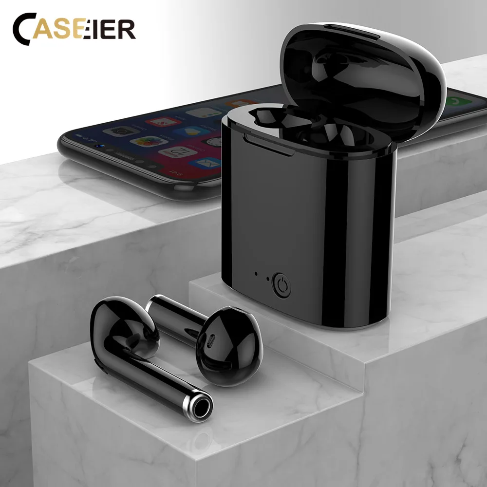 Caseier I7S Беспроводной Bluetooth наушники гарнитуры зарядки окно i7S Auriculares bluetooth Inalámbrico