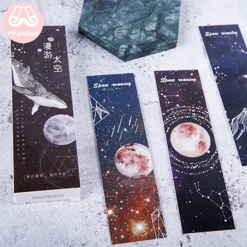 Бумажная книга Mr Paper для чтения 30 шт./кор. Walking Space Universe Planet Moon Star|Закладки книг| |