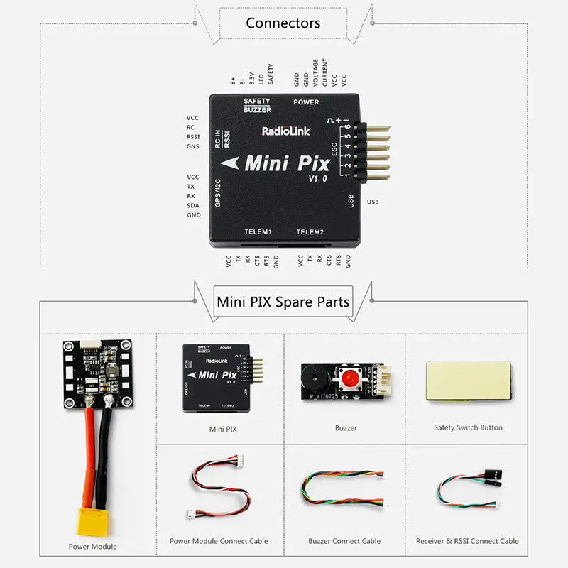 Radiolink MINI PIX Pixhawk Базовая конфигурация Контроллер полета TS100 M8N 8N GPS Модель для RC