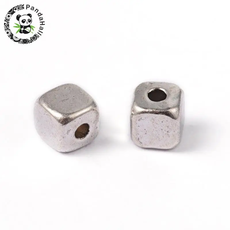 

100pcs 4mm Antique Silver Cube Tibetan Silver Spacer Beads for Jewelry Making Lead Free & Cadmium Free Hole: 1.5mm