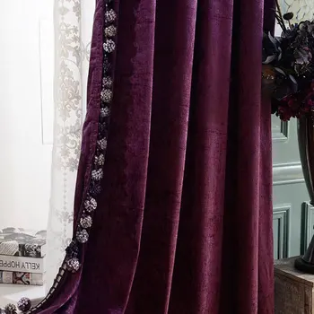 

2018 new high quality solid color chenille blackout curtains for living room window customization