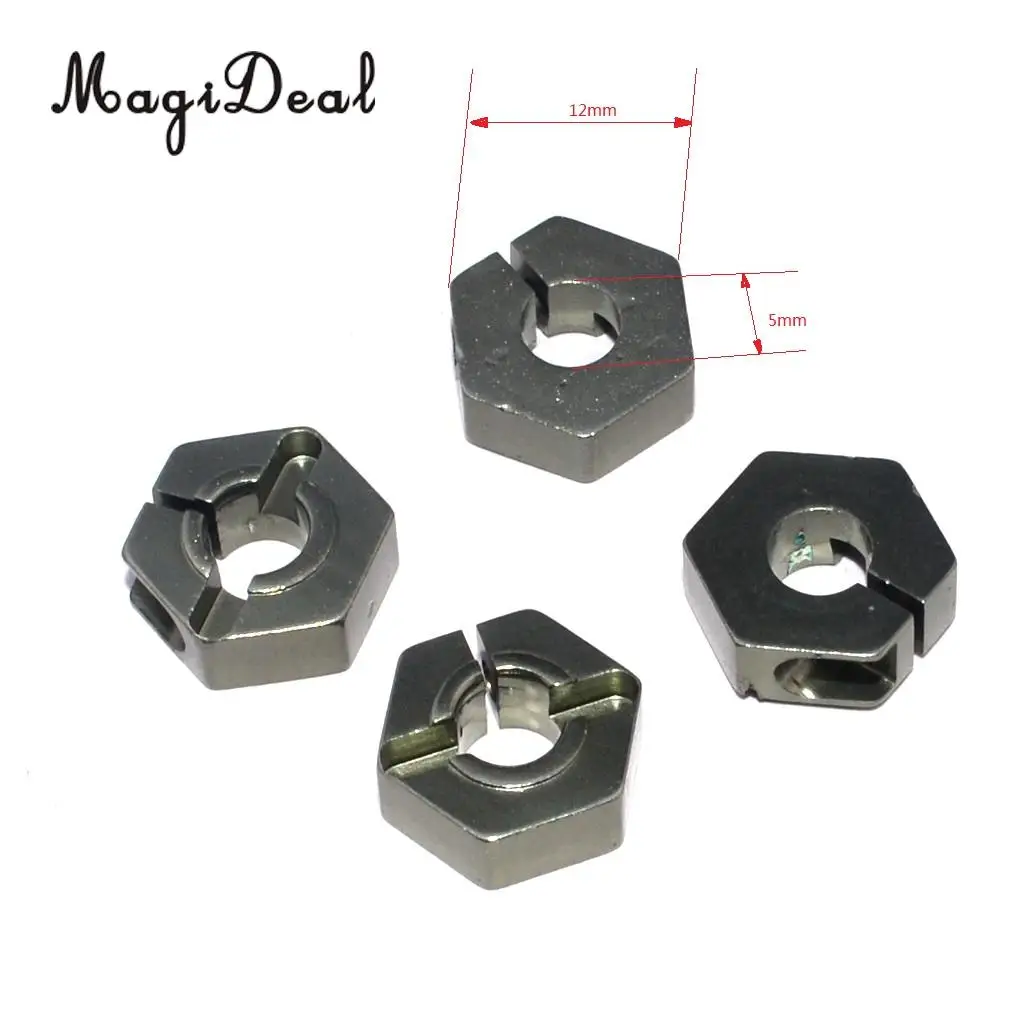 4Pcs/Pack 1/10 RC Vehicle Upgarde Part Wheel Hex Hub Adapter 12x5mm for HSP for HPI RC Car Parts-Gray