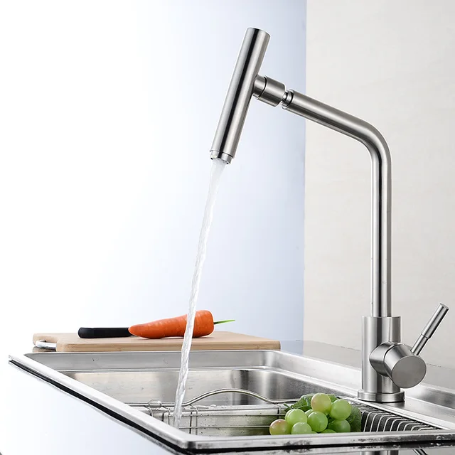 Special Offers Stainless Steel Brushed Chrome 360-degree Rotary Kitchen Faucet Hot Cold Water Single Handle Faucet Bathroom Basin Faucet Lt33