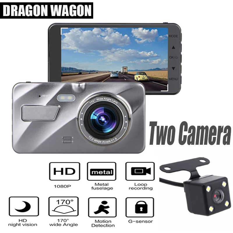 Новое поступление Dash Cam двойной объектив автомобиля dvr камера Full HD 1080 P 4 &quotips