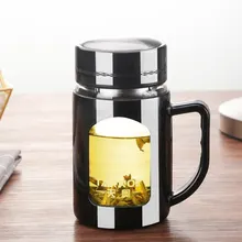 Стеклянная чашка с ручкой с фильтром с крышкой Мужская и женская небьющаяся офисная чайная чашка с большой емкостью 400 мл