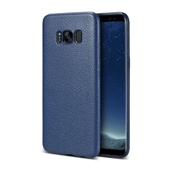 

100pcs Ultra Thin Retro Litchi Pattern Case For Samsung Galaxy S10 E S9 S8 Plus Note 9 8 PU Leather Lines Skin Soft TPU Cover