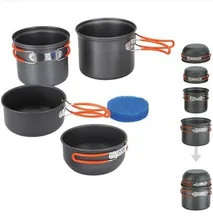 2-3 Personen Camping Töpfe Gesetzt 4in1 Faltbare Kochen Kochgeschirr Aluminiumlegierung Topf Setzt 448g Feuer Maple FMC-208 freies Verschiffen