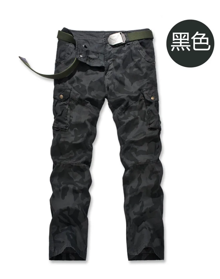 Men's Multi-Pocket Camo Pants Fashion Men Cotton Casual Camouflage Military Cargo Pants Tactical Outdoor Army Trousers No Belt (4)