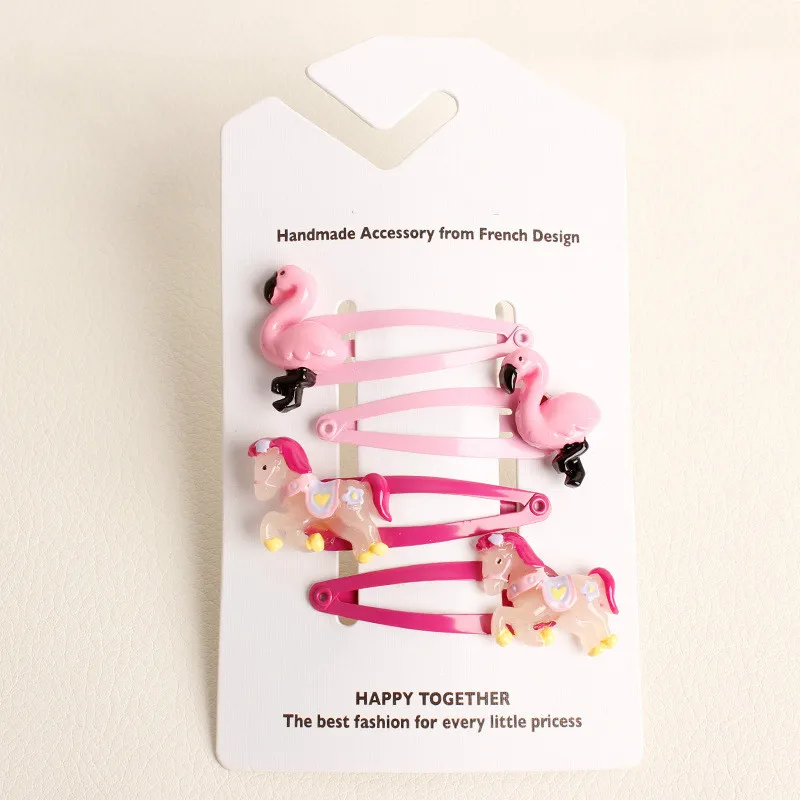 4 Pieces/lot Baby kids girl Flamingo Horse hairpin toddler girls hair