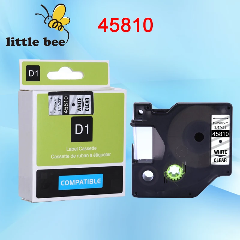 Compatible Dymo D1 Label Maker Tape 45810 White on Clear 18mm*7m label