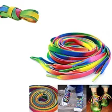 Красочные шнурки Радуга градиент печати плоский ботинок кружева хлопчатобумажная обувь повседневная Хроматическая Цвет шнурки горячая распродажа