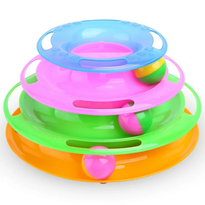 HCP004A Trilaminar игрушки для домашних животных кошачья дорожка шариковая тарелка смешной диск Интерактивная развлекательная тарелка игрушка для кошек игровой диск вращающаяся игрушка товары для кошек - Цвет: HCP004A